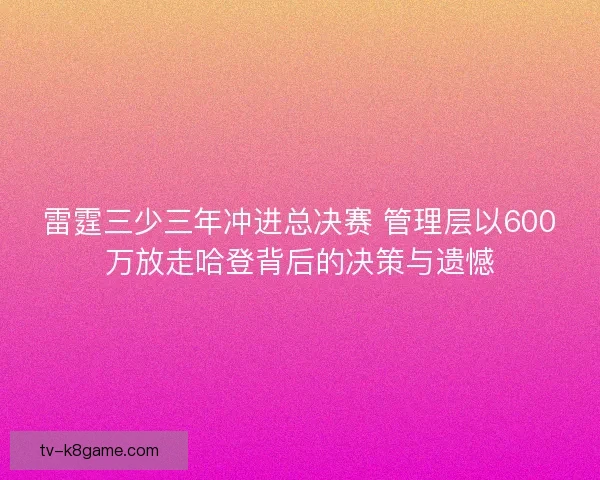 雷霆三少三年冲进总决赛 管理层以600万放走哈登背后的决策与遗憾